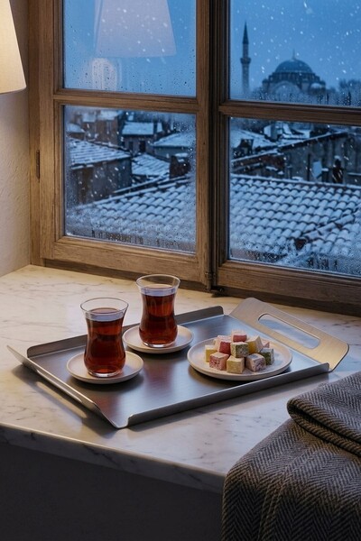 dizör ansa çay tepsisi – Tek Levha 304 Paslanmaz Çelik, Fırçalı, Numaralı