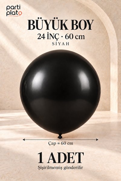 Parti Plato Big Size Black Latex Balloon 24 Inch 60 cm 1 Piece Party Decoration