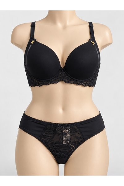 Assematul Modah Women's Lace Lingerie Set - Padded Push Up Bra and Panty Set