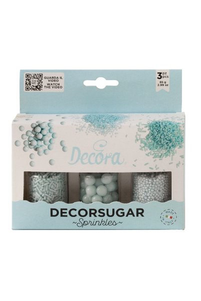 DECORA Light blue pearl sugar decorative mix set, 85 g