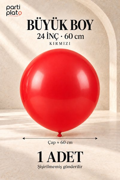 Parti Plato Big Size Red Latex Balloon 24 Inch 60 cm 1 Piece Party Decoration