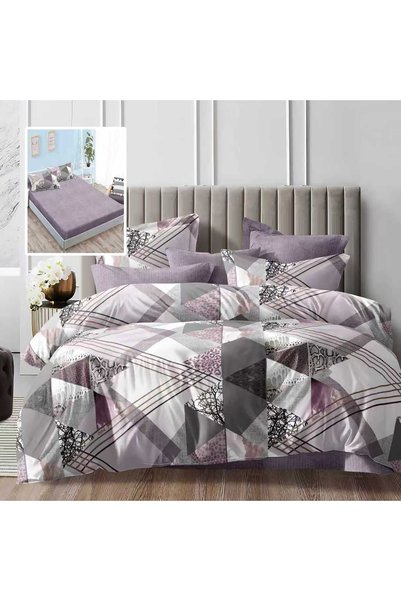 Ralex Lenjerie pat dublu Economy 6 piese, cearșaf pat cu husă 180x200 cm și p...