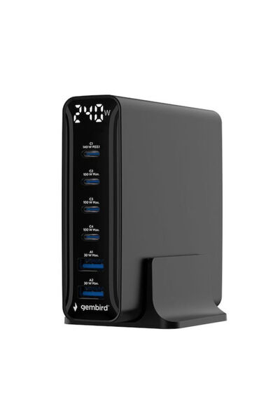 Gembird Σταθμός Φόρτισης GaN με 2 θύρες USB-A και 4 θύρες USB-C, Παροχή Ισχύο...