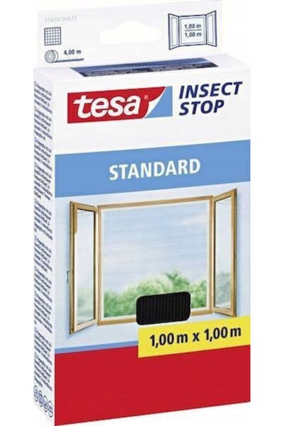 Tesa Σίτα παραθύρου με Velcro, από υαλοβάμβακα, γκρι, 100x100εκ.