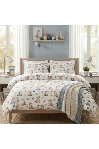 Ralex Lenjerie pat Ranforce Cotton Pro Bumbac 100%, King Size cu husă, 4 pies...