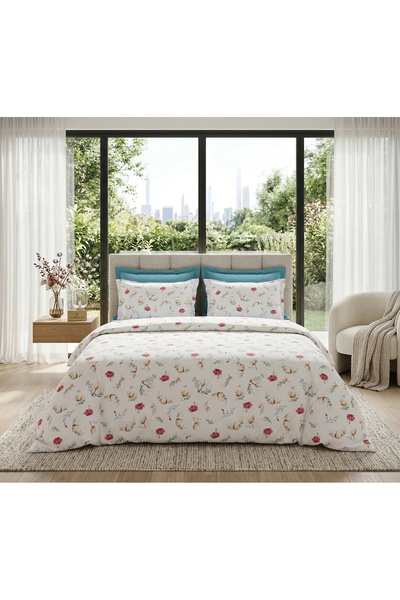Ralex Lenjerie pat Ranforce 1 persoană cu husă, Cotton Pro Bumbac 100%, Petal...