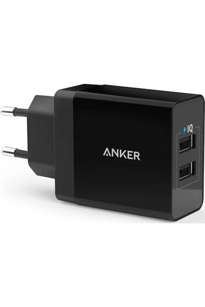 Anker Φορτιστής χωρίς καλώδιο με 2 θύρες USB-A 24W Μαύρο (PowerPort)