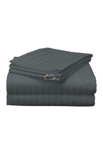 HomePuls Двулицев чаршаф Дамаска Поликотън на райета 1 см, 220 x 230 см, Цвят...