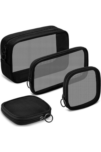 SWIUKPHE Four Pieces Mesh Makeup Bag Set, Mesh Cosmetic Bag and Travel Toilet...
