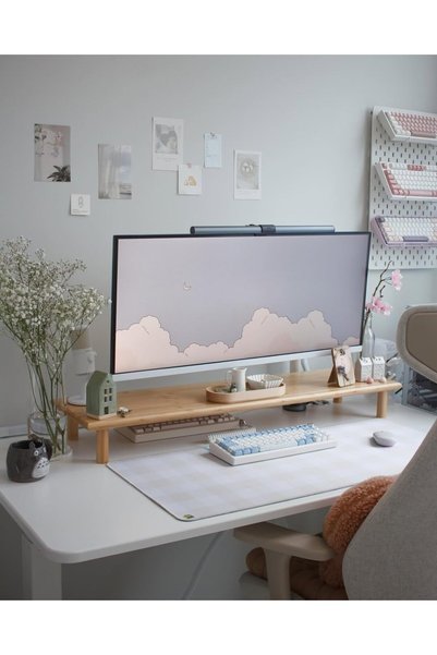 GENERAL Bamboo Dual Monitor Shelf for 2 Monitors, Monitor Stand Riser, Undern...