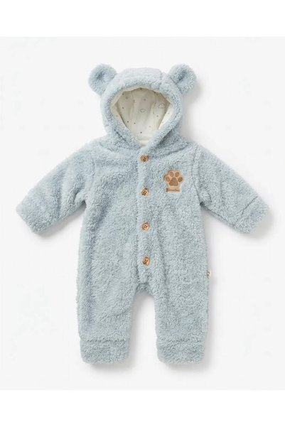 EFEYOO Welsoft Polarlı Unisex Bebek Tulum 0-3 Ay 3-6 Ay 6-9 Ay Kapüşonlu Yeni...