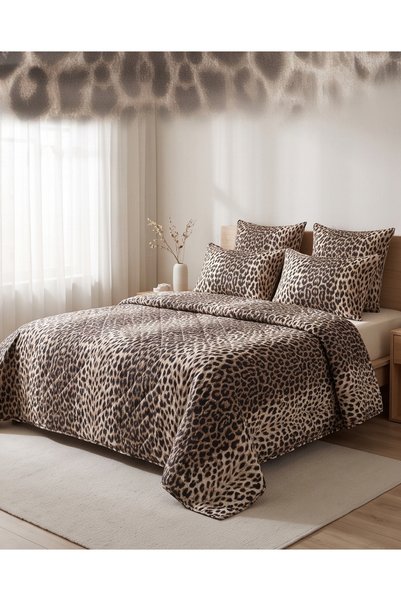 Auriva Leopar Desenli Çift Kişilik Pike Seti