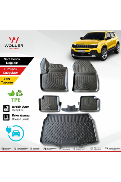 wöller Jeep Avenger Uyumlu Paspas Bagaj Havuzu Set 2023 Sonrası Elektrikli Uy...