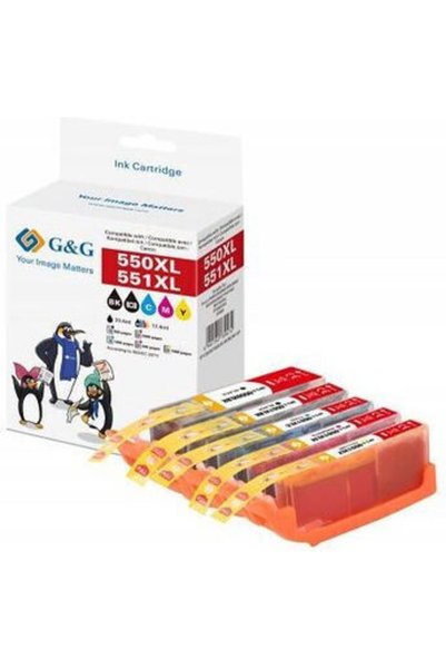G&G Συμβατό Πακέτο Μελάνης για Εκτυπωτές Inkjet Canon PGI-550/CLI-551, 330 Σε...