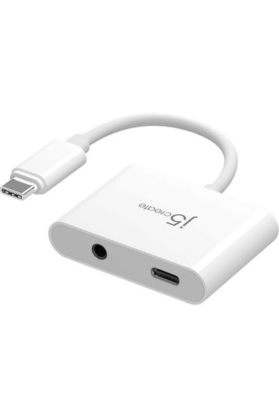 j5create JCA122-N Μετατροπέας USB-C Αρσενικό σε USB-C / 3.5mm Θηλυκό Λευκό