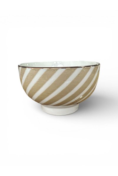 Harmony Ceramic Bowl – Ø11.5 cm, 300 ml, Beige/White Stripes, Dishwasher Safe