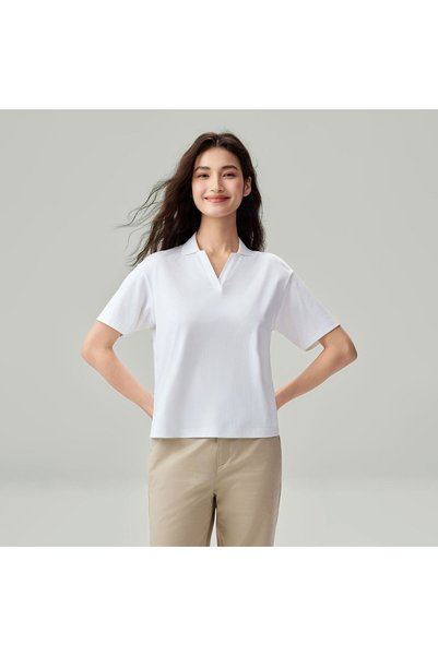 Giordano Women Boyfriend Liquid Cotton Polo Shirt