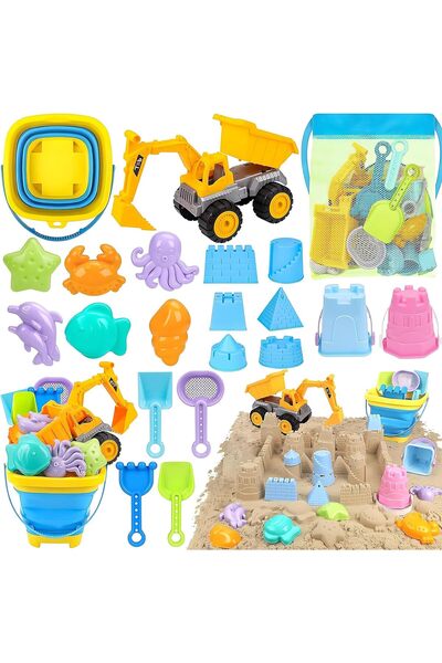 Soofam Beach Toys, Sand Toys for Kids Boys and Girls with 2 in 1 Construction...
