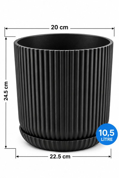 TEMMUZ HOME 10,5 Litre Lotus Tabaklı Dekoratif Çiçek Saksısı – Modern Çizgili Tasarım, Drenaj Delikli, İç ve Dış Mekân Uyumlu