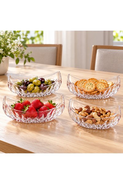 OEM Vetro Glass Bowl, Boat Shape, 650 ml, Elegant Bowl for Serving Fruit and ...