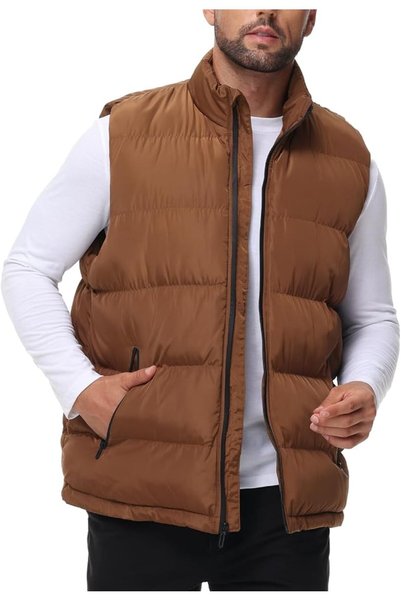 GENERAL JIHUILAI Men's Puffer Vest Winter Jacket Warm Puffy Vests Men Outdoor...