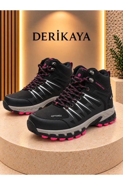 Hammer Jack Kadın Siyah Fuşya Detaylı Bağcıklı Outdoor Trekking Botu