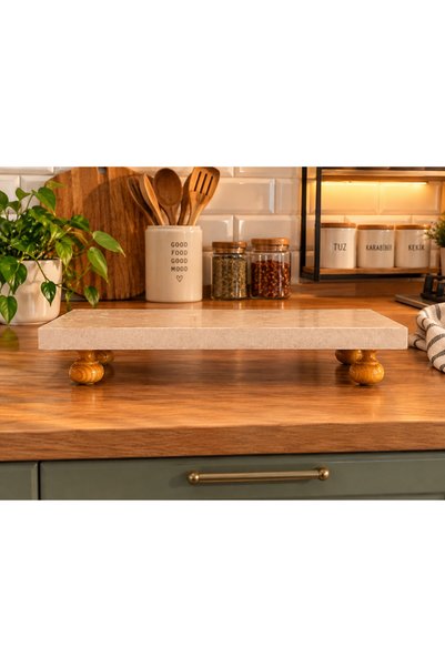 Genel Markalar Mermer Yağdanlık Altı Sunumluk Stand 27×17 Ahşap Ayaklı