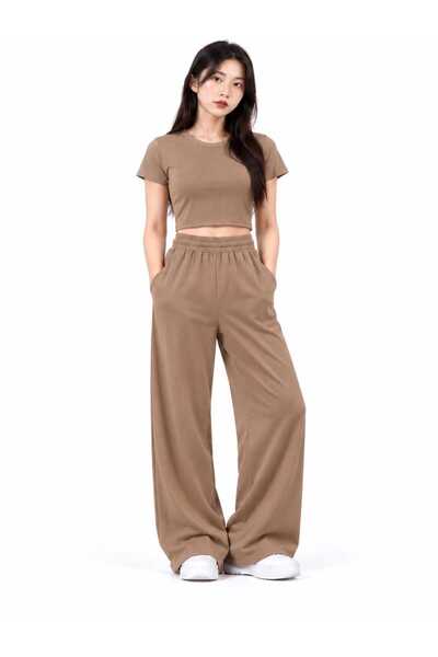 coho moda Women's Ribbed Knitted Fabric Crew Neck Knitted Fabric Crew Neck Cr...