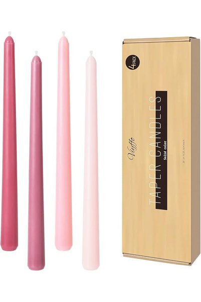 GENERAL Viyffo 12 Inch Purple Taper Candles Set of 4 Unscented Smokeless Long...