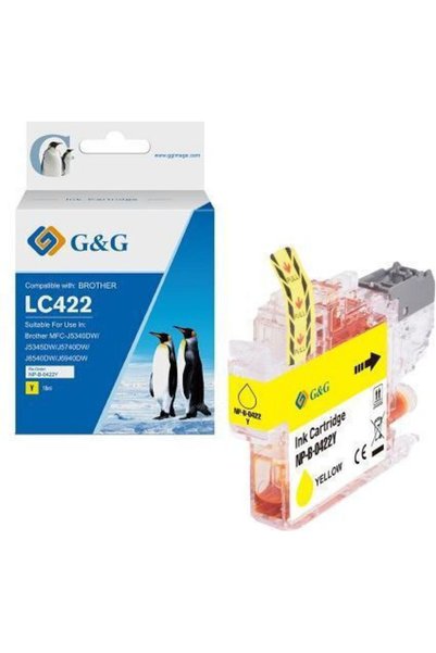 G&G Συμβατό Μελάνι Εκτυπωτή Inkjet Brother LC422Y 550 Σελίδες Κίτρινο 1 Τεμάχιο