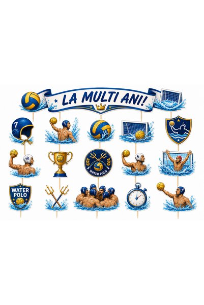 DecoParty Set de decorațiuni pentru tort – Tematică Volei pe apă pentru bărba...