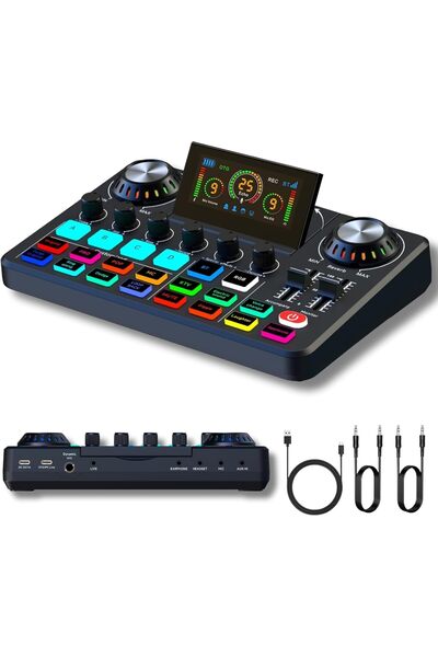 NALACAL Audio Mixer, Live Sound Card with DJ Effects & Voice Changer, Denoise...