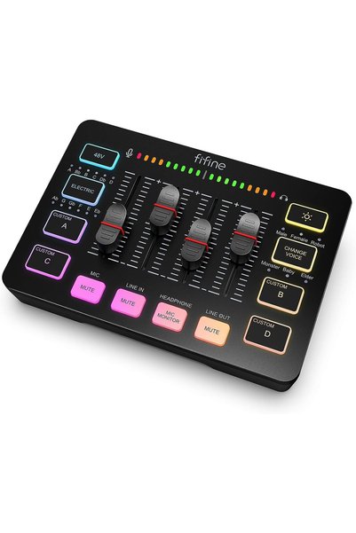 Fifine خلاط صوت للألعاب Ampligame SC3 مع واجهة ميكروفون XLR