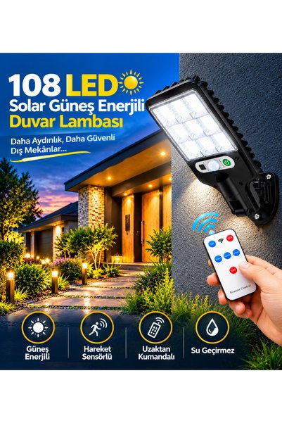 COSTER 108 LED Solar Güneş Enerjili 3 Modlu Hareket Sensörlü Su Geçirmez Dış ...