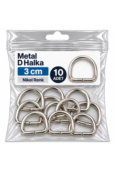 Mg Aksesuar Paracord Accessory Bag, Leash, Connection Metal D Ring 3 cm * 10 Pcs