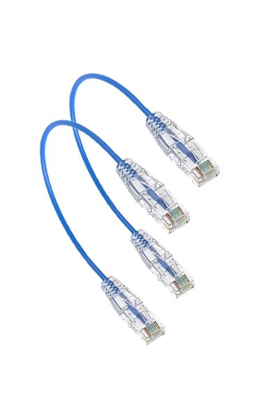 SYOSI كابل إيثرنت قصير Cat6A (عبوة من قطعتين) بطول 0.82 قدم - كابل توصيل Cat ...