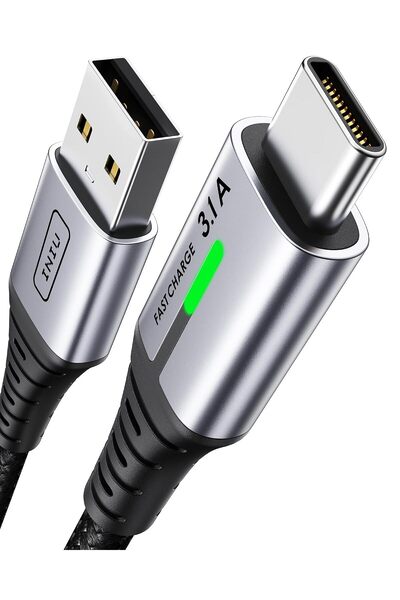 Generic كابل نوع C بطول 1 متر، مجدول من النايلون، كابل شحن سريع USB A إلى USB...