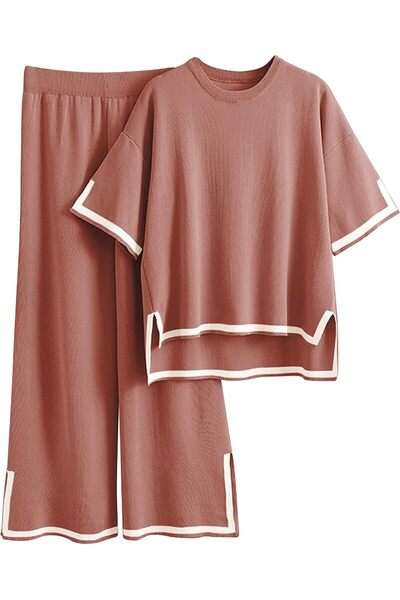 GENERAL Faleave Womens Knit 2 Piece Sweater Sets Short Sleeve Pullover Tops E...