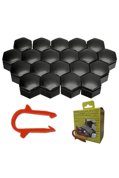 M19 Bijon Kapağı Seti 19x27mm Siyah Universal 13450276 1008036 20 Adet + Sökme Aparatı (Tüm SUV Araçlara Uyumlu)