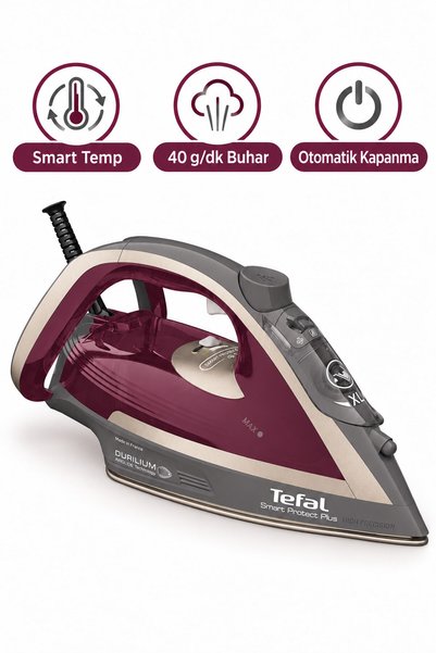 TEFAL Smart Protect Plus 2800W Smart Temp Otomatik Isı Buharlı Ütü Tiftik Mak...