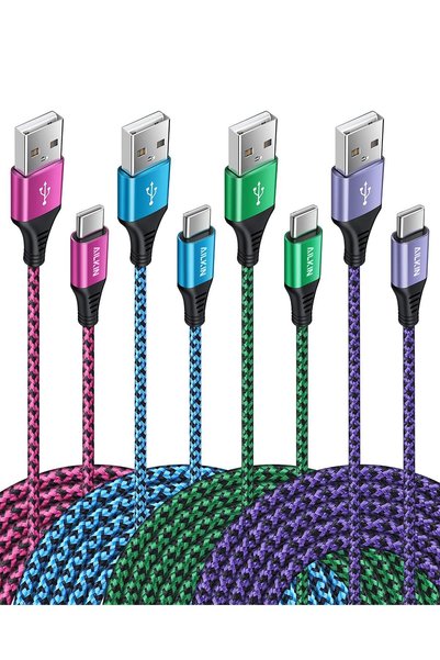 AILKIN [4 قطع/1.83 متر] كابل USB من النوع C إلى USB A، شحن سريع 3 أمبير، كابل...