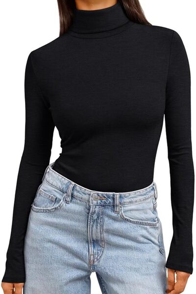 Trendy Queen Women's Turtleneck Long Sleeve Shirts Fall Fashion Basic Layerin...