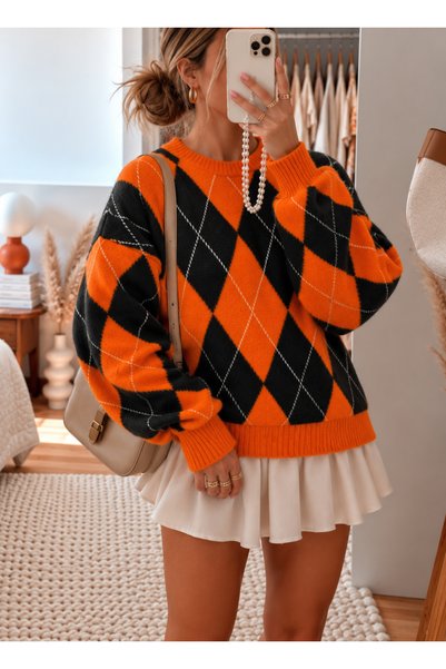 Cherry Butik Baklava Patterned Soft Textured Casual Sweater