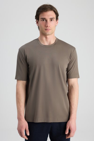 D'S Damat Ds Damat Regular Fit Khaki Plain T-Shirt