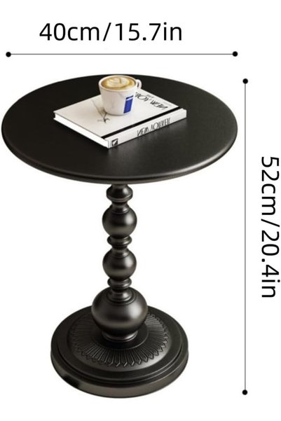 GENERAL Vintage Metal End Table, Matte Black Round Side Table Nightstand for ...