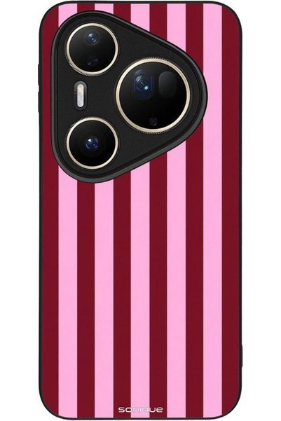 Sonique Σειρά Stripe Stories Θήκη για Huawei Pura 80 Ultra Ριγέ Ροζ - Κόκκινο