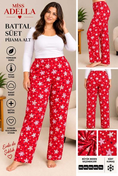 MiŞa adella Women's Oversized Winter Pajamas Soft Stretchy Fabric Suede Pajamas