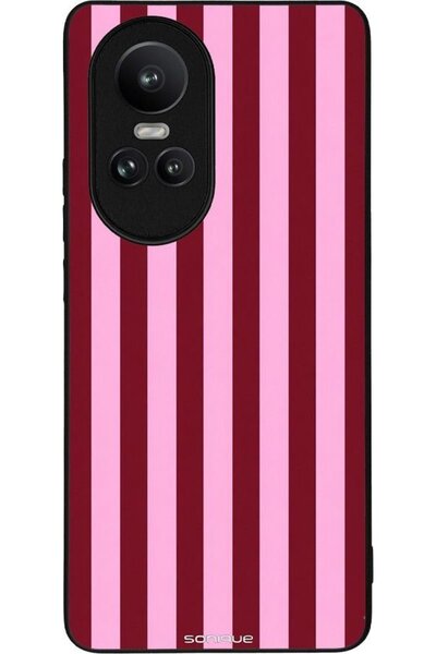 Sonique Σειρά Stripe Stories Θήκη για Oppo Reno10 Pro 5G Ριγέ Ροζ - Κόκκινο