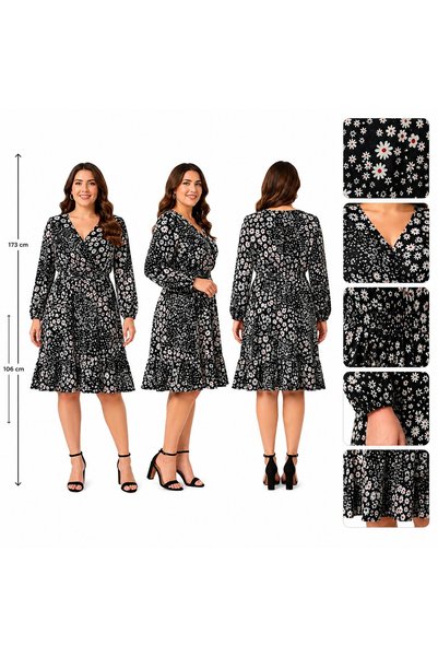 BİrHoşButik فستان من قماش البوروموكوك مقاس كبير، مصنوع من الكليكرا بالكامل، ب...