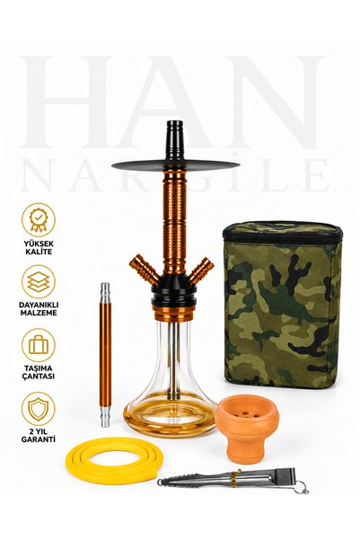 han nargile Titanik Black Premium Nargile Takımı 35 CM - Taşıma Çantalı Cam V...